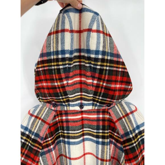 The Great. The Cabinmate Toggle Jacket Faux Shearling Greenwood Plaid size Large - Picture 10 of 13